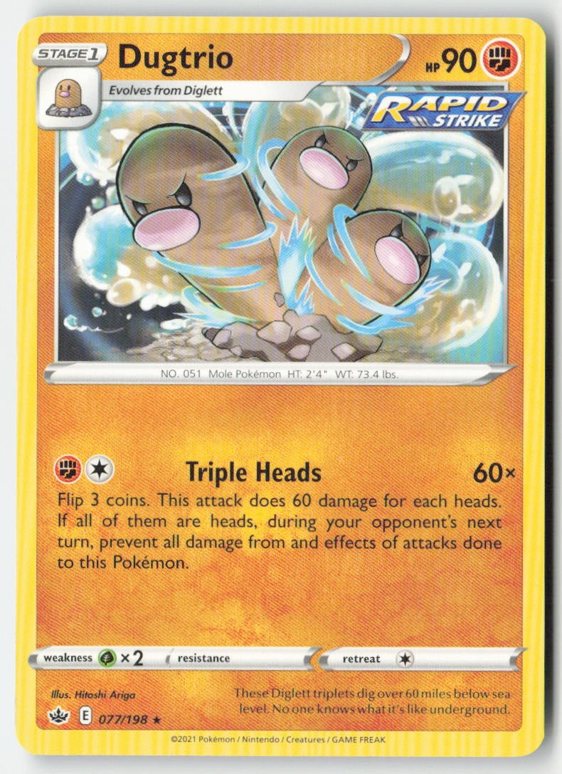 Dugtrio 77/198 Regular Chilling Reign Moderately Played, Front