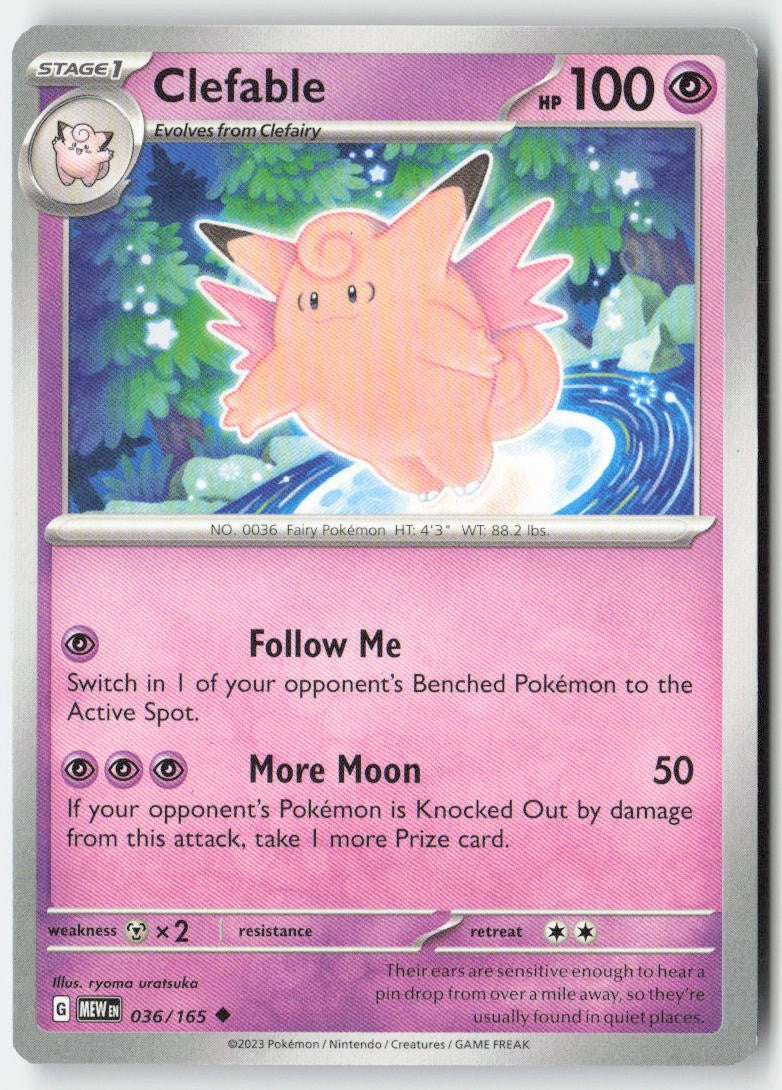 Clefable 036/165 Regular 151 Moderately Played