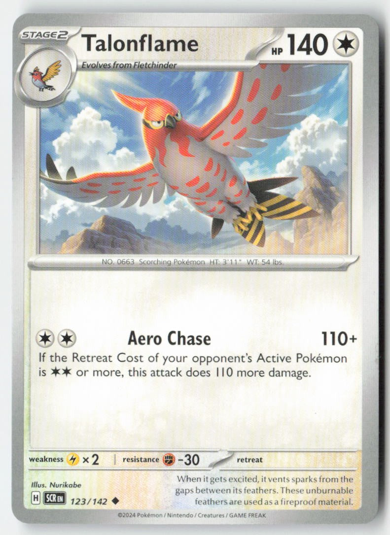 Talonflame 123/142 Regular Stellar Crown Moderately Played, Front