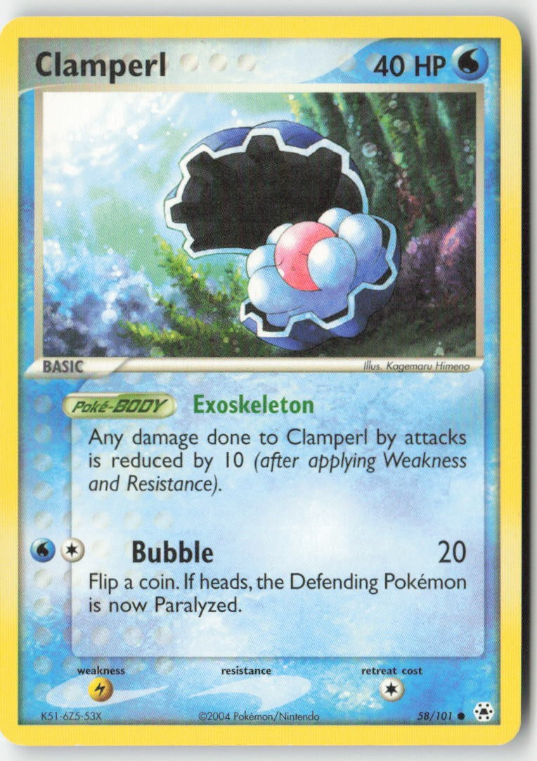 Clamperl 58/101 Regular Hidden Legends Moderately Played, Front