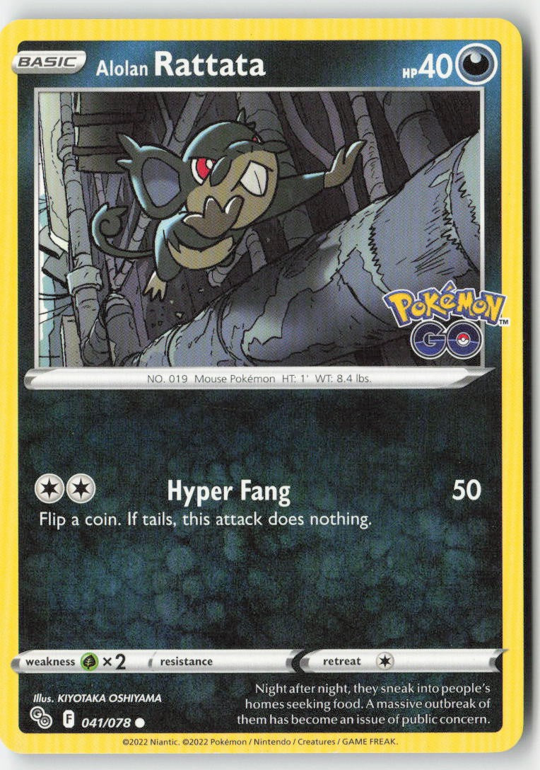 Alolan Rattata 041/78 Regular Pokémon GO Moderately Played