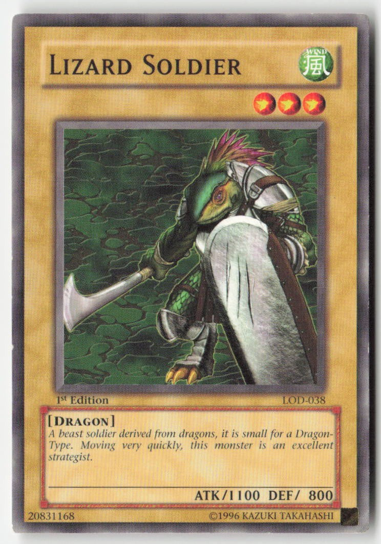 Lizard Soldier LOD-038 1st Edition Common Moderately Played, Front