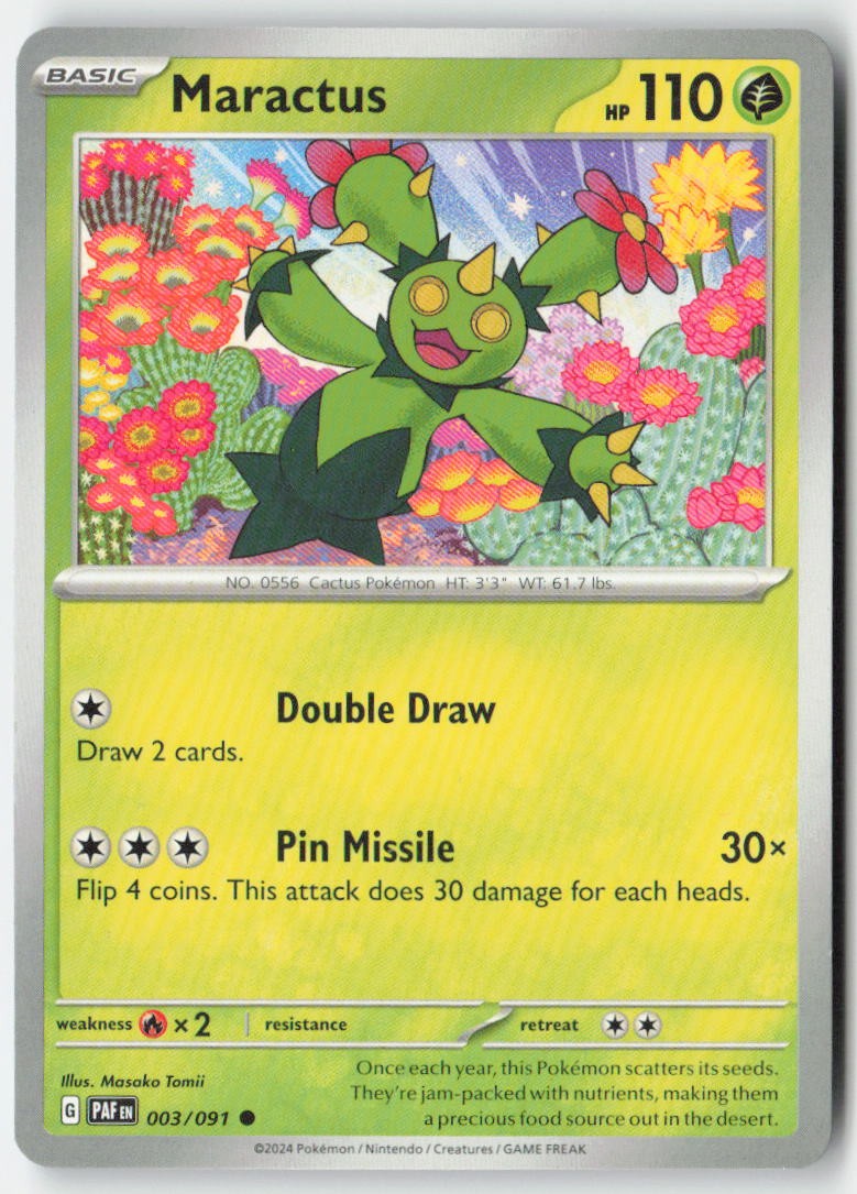 Maractus 003/91 Regular Paldean Fates Moderately Played, Front