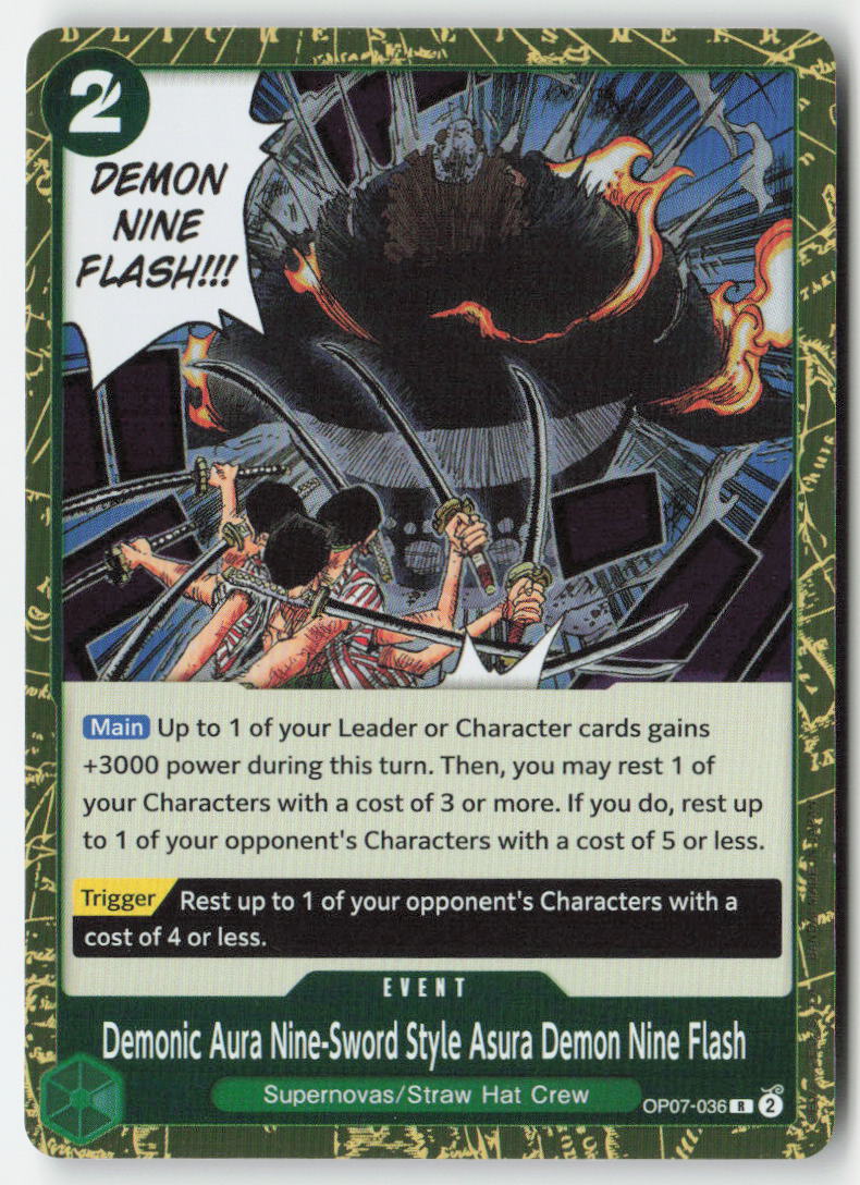 Demonic Aura Nine-Sword Style Asura Demon Nine Flash OP07-036 Foil Rare Lightly Played