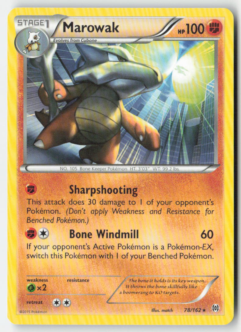 Marowak 78/162 Regular BREAKthrough Moderately Played, Front