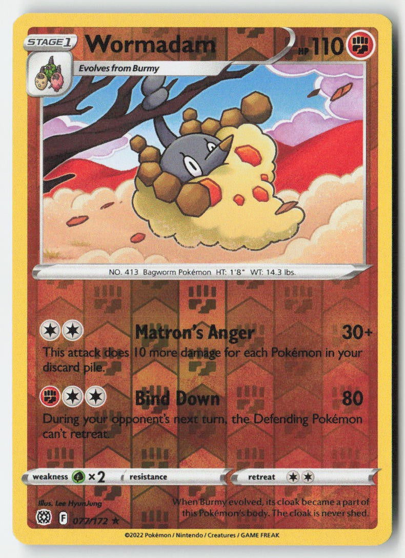 Wormadam 077/172 Reverse Holo Brilliant Stars Moderately Played, Front