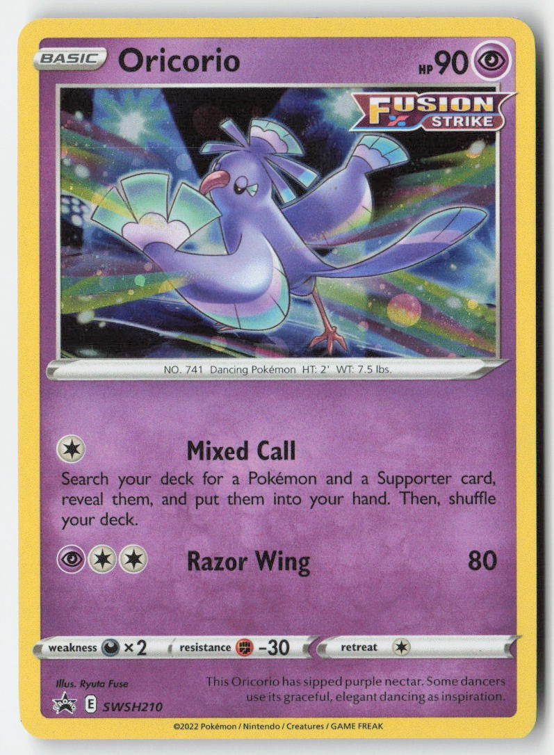 Oricorio SWSH210 Holo SWSH Black Star Promos Moderately Played, Front