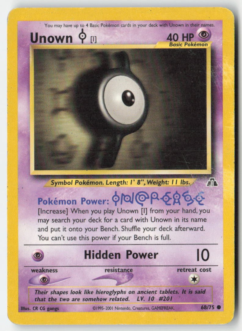 Unown [I] 68/75 Regular Neo Discovery Moderately Played