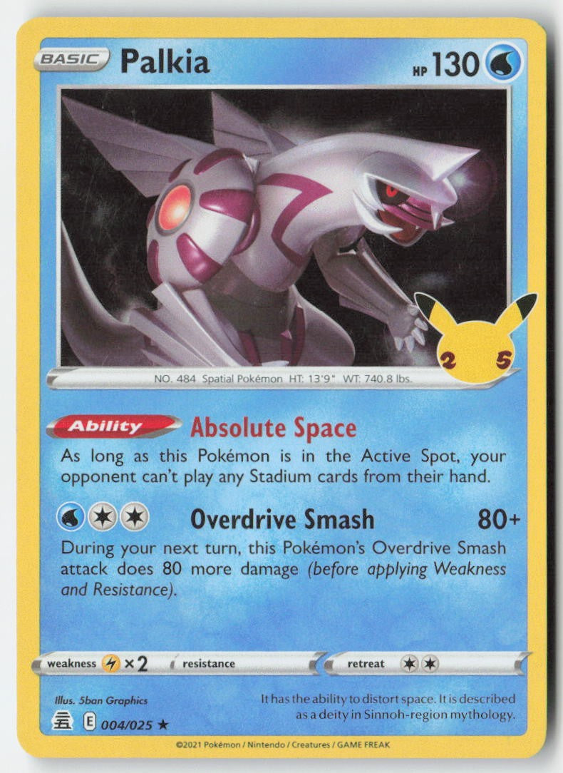 Palkia 4/25 Holo Celebrations Moderately Played, Front