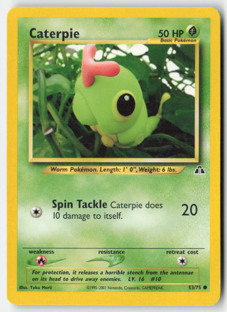 Caterpie 53/75 Regular Neo Discovery Moderately Played, Front