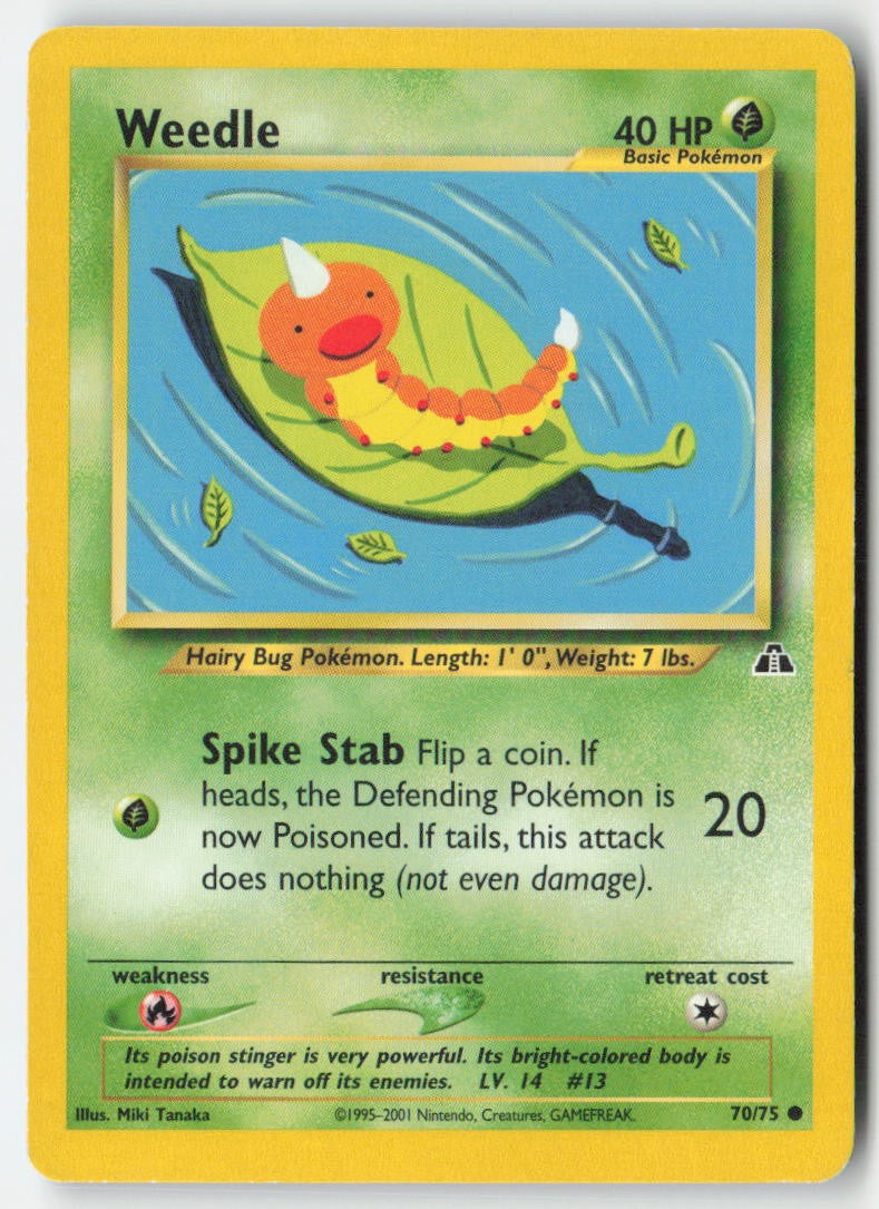 Weedle 70/75 Regular Neo Discovery Moderately Played, Front