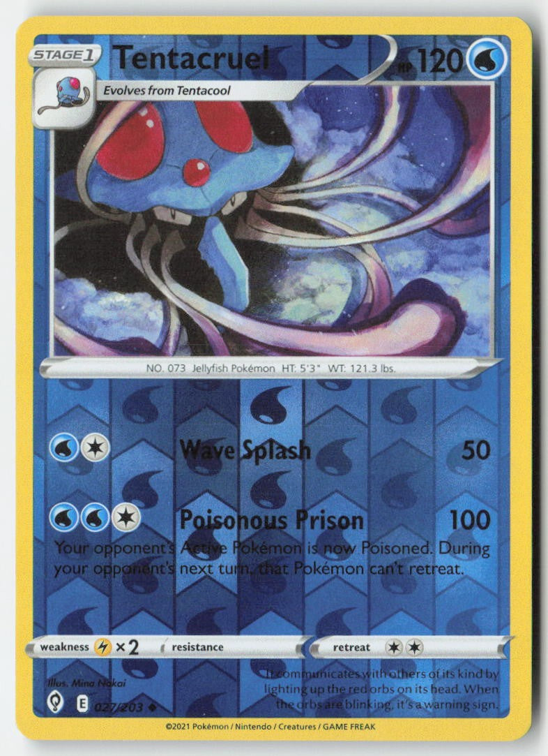 Tentacruel 27/203 Reverse Holo Evolving Skies Moderately Played