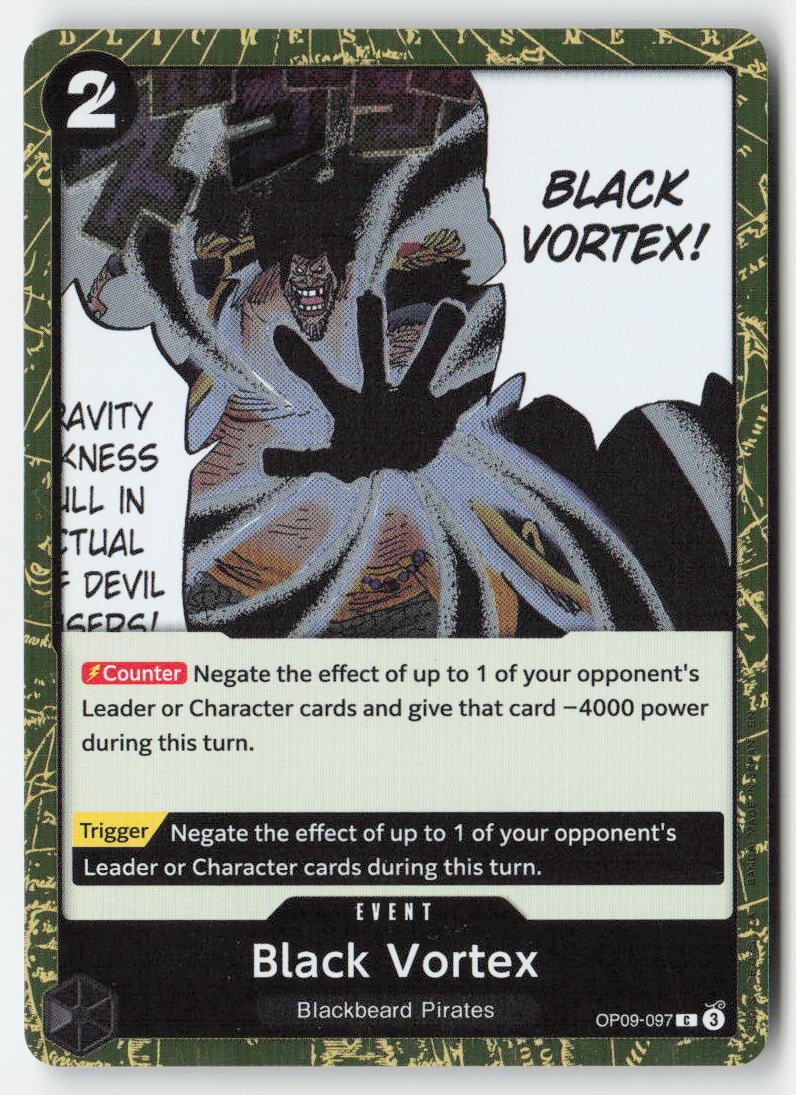 Black Vortex (Pirate Foil) OP09-097 Foil Common Lightly Played, Front