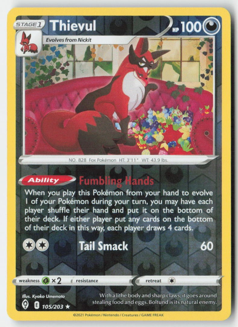 Thievul 105/203 Reverse Holo Evolving Skies Moderately Played