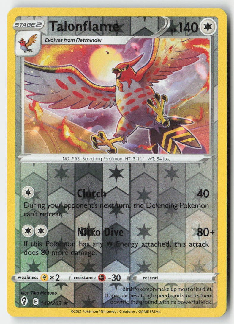 Talonflame 140/203 Reverse Holo Evolving Skies Moderately Played