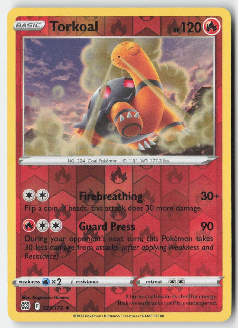 Torkoal 023/172 Reverse Holo Brilliant Stars Moderately Played