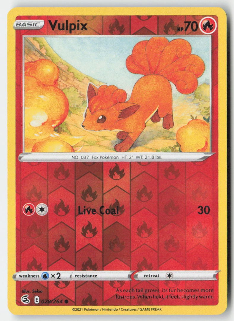 Vulpix 28/264 Reverse Holo Fusion Strike Moderately Played, Front