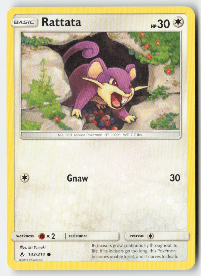 Rattata 143/214 Regular Unbroken Bonds Moderately Played