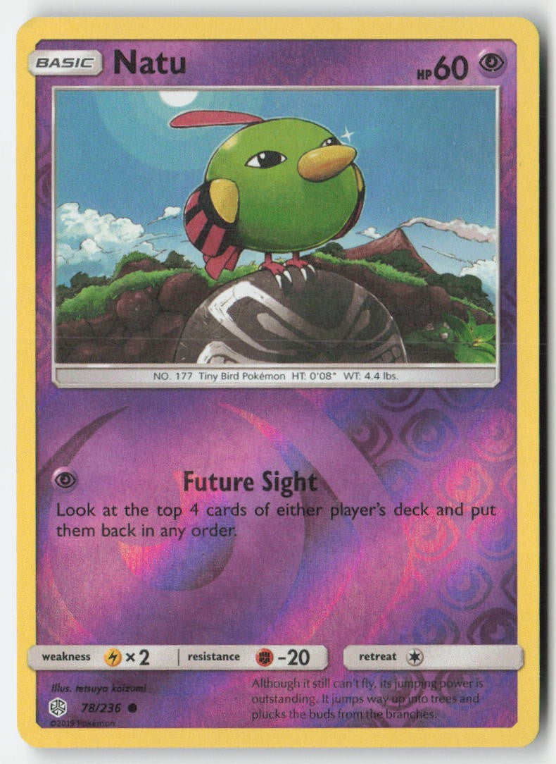 Natu 78/236 Reverse Holo Cosmic Eclipse Moderately Played, Front