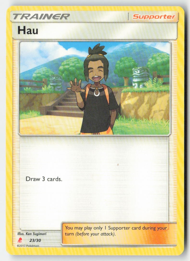 Hau 23/30 Regular SM trainer Kit (Lycanroc) Moderately Played, Front