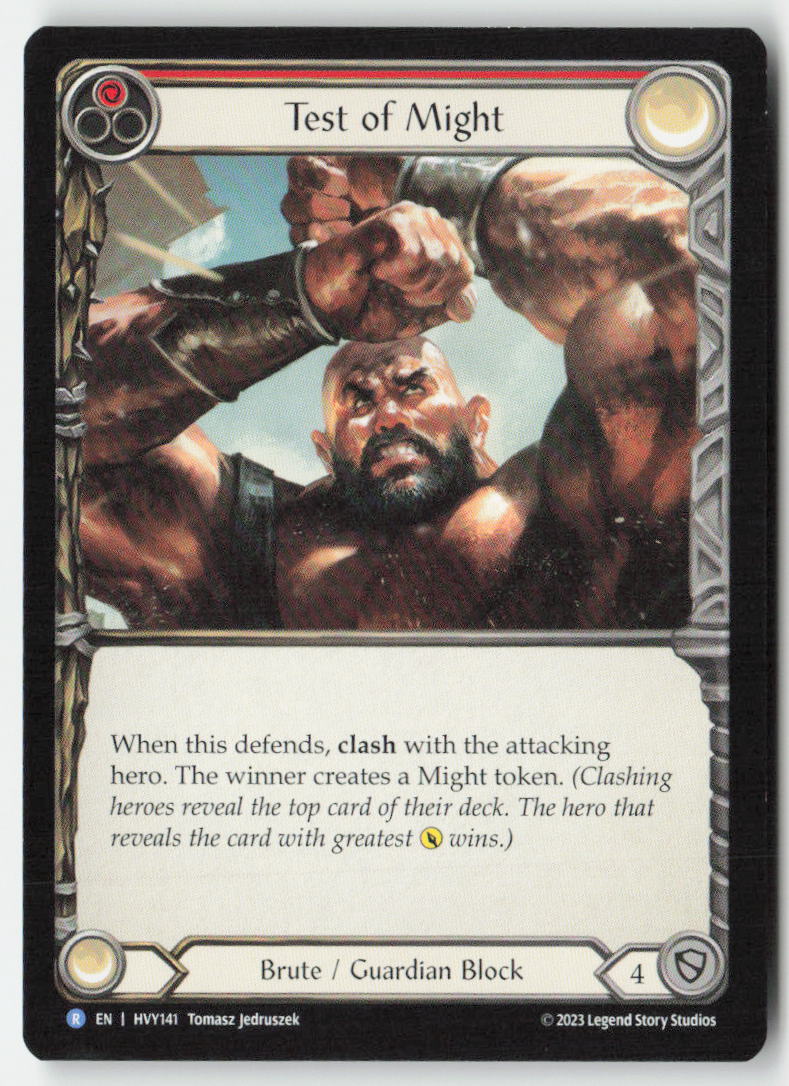 Test of Might #HVY141 - Heavy Hitters - Flesh and Blood - Rare - Near Mint, Front