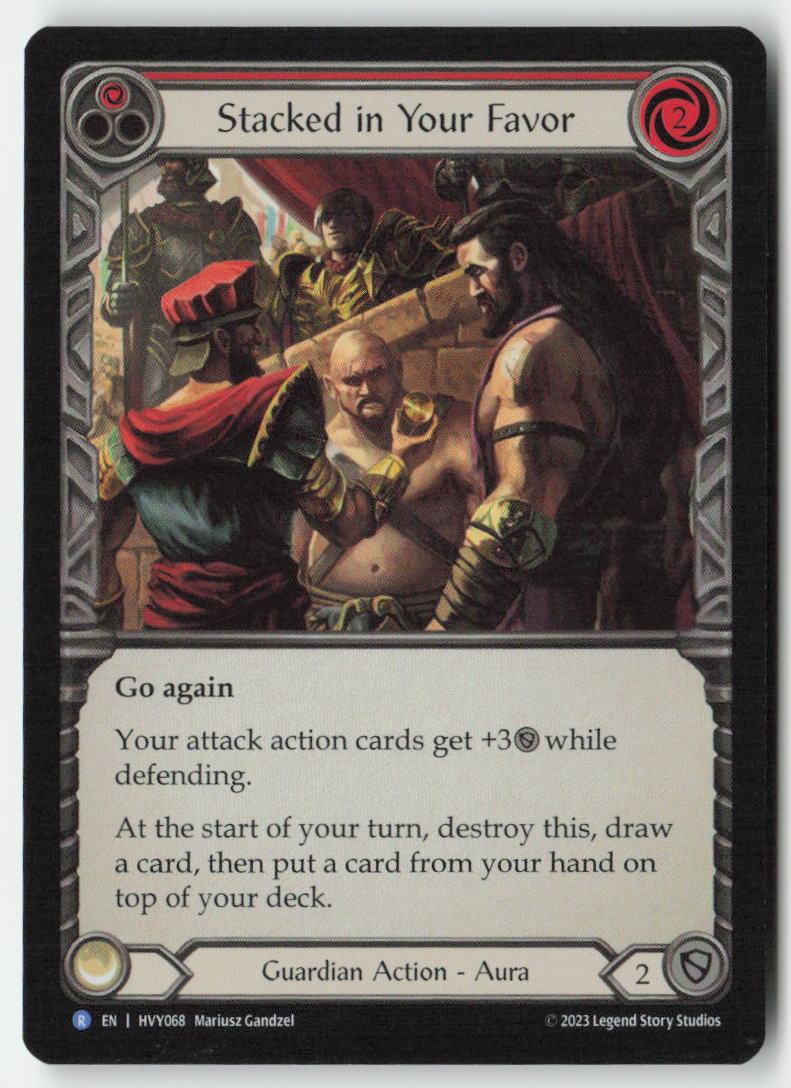 Stacked in Your Favor (Red) #HVY068 - Heavy Hitters - Flesh and Blood - Rare - Near Mint, Front