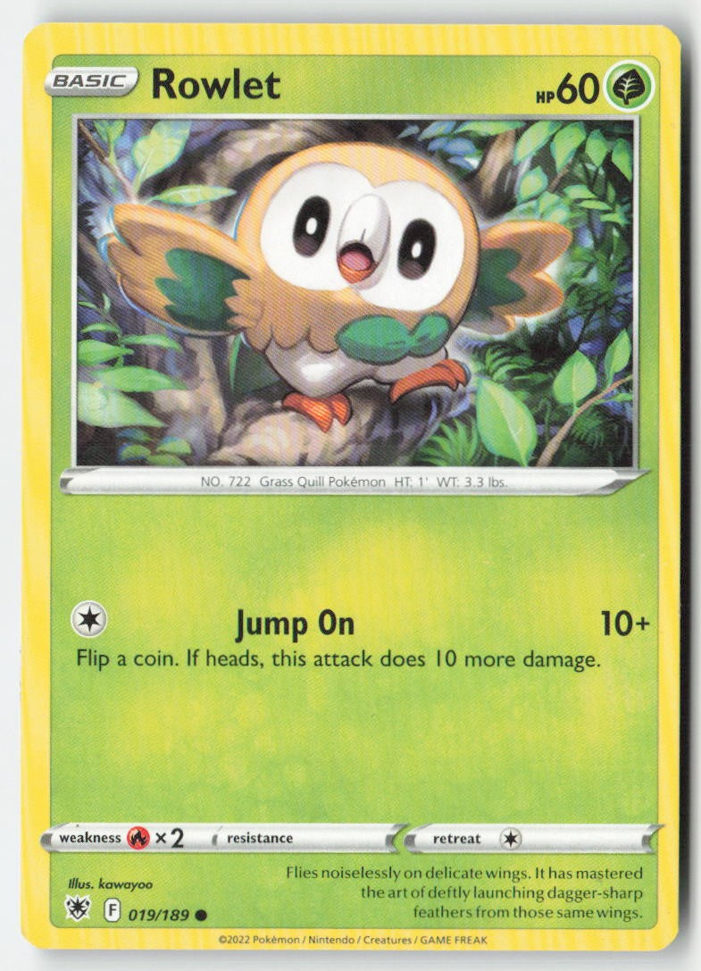 Rowlet 019/189 Regular Astral Radiance Moderately Played, Front