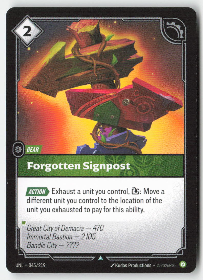 Forgotten Signpost #045/219 - Unleashed - Riftbound - Uncommon - Lightly Played