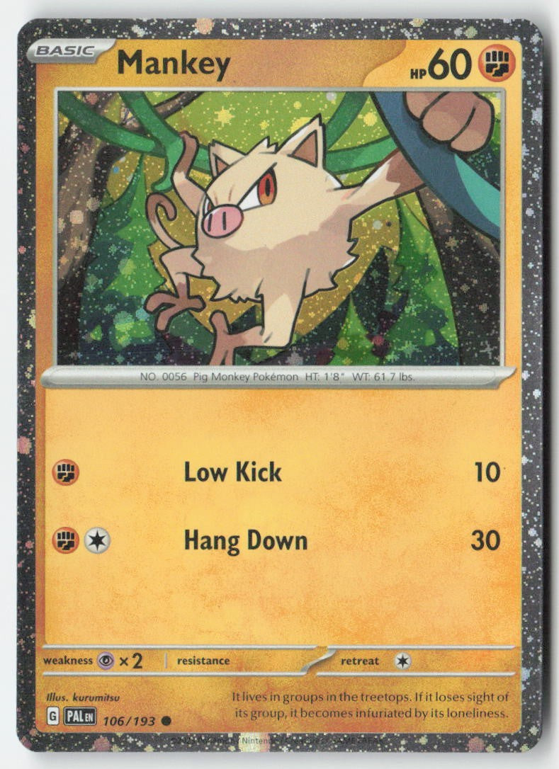 Mankey 106/193 Cosmos Holo Miscellaneous Cards & Products Moderately Played