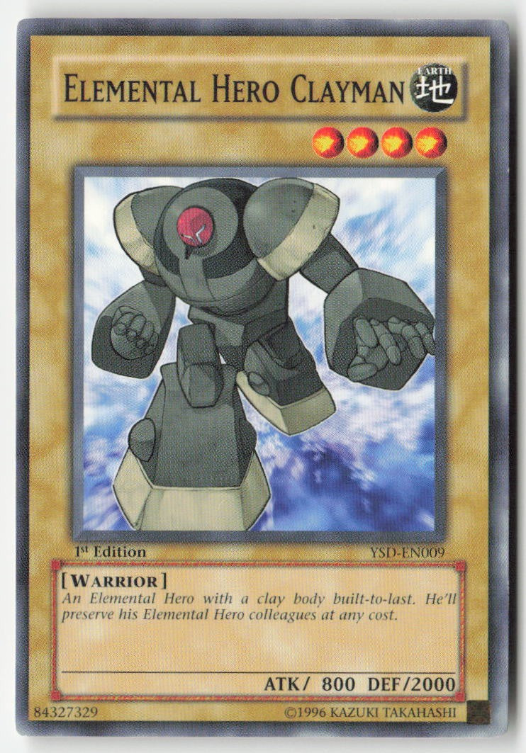 Elemental HERO Clayman YSD-EN009 1st Edition Common Moderately Played, Front