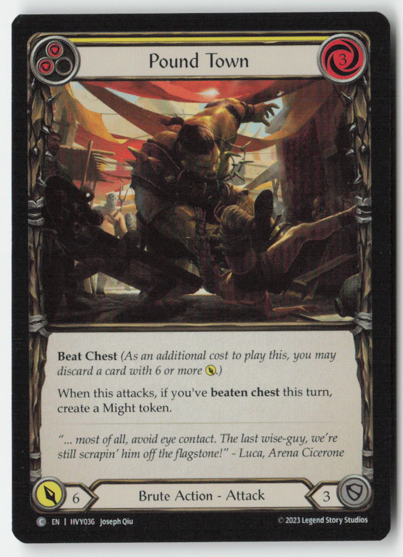 Pound Town (Yellow) #HVY036 - Heavy Hitters - Flesh and Blood - Common - Near Mint, Front