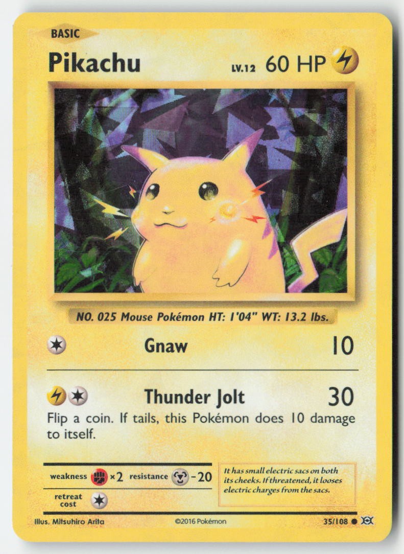 Pikachu 35/108 Cracked Ice Holo Deck Exclusives Moderately Played, Front