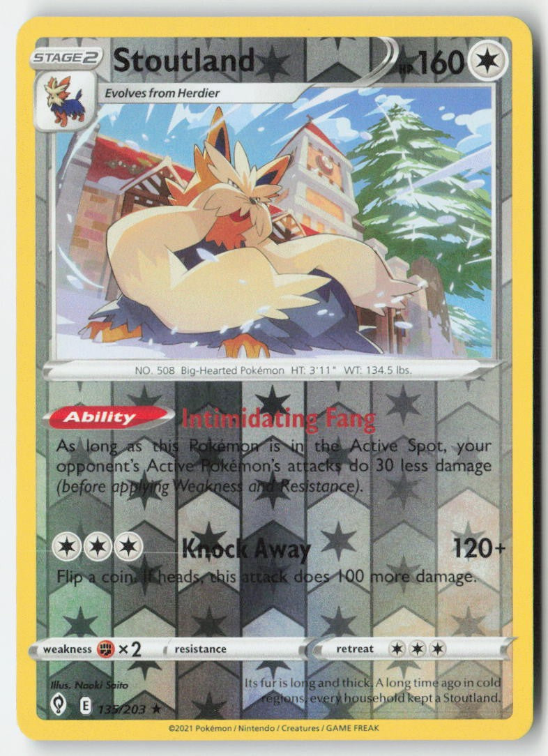 Stoutland 135/203 Reverse Holo Evolving Skies Moderately Played, Front