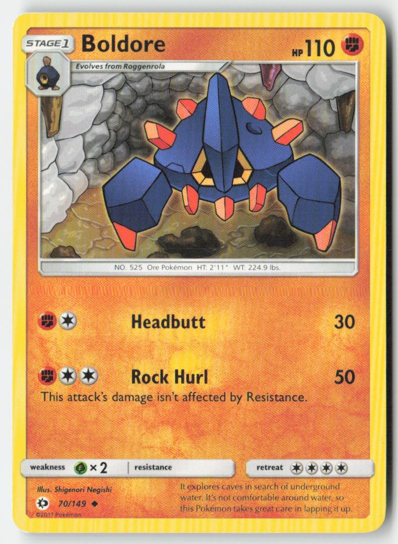 Boldore 70/149 Regular Sun & Moon Moderately Played, Front