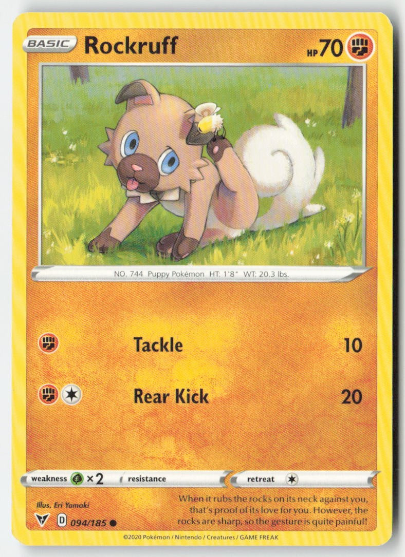 Rockruff 94/185 Regular Vivid Voltage Moderately Played, Front