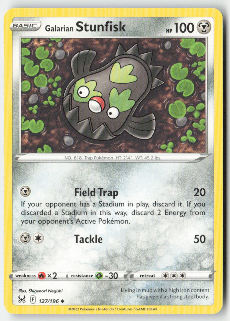 Galarian Stunfisk 127/196 Regular Lost Origin Moderately Played