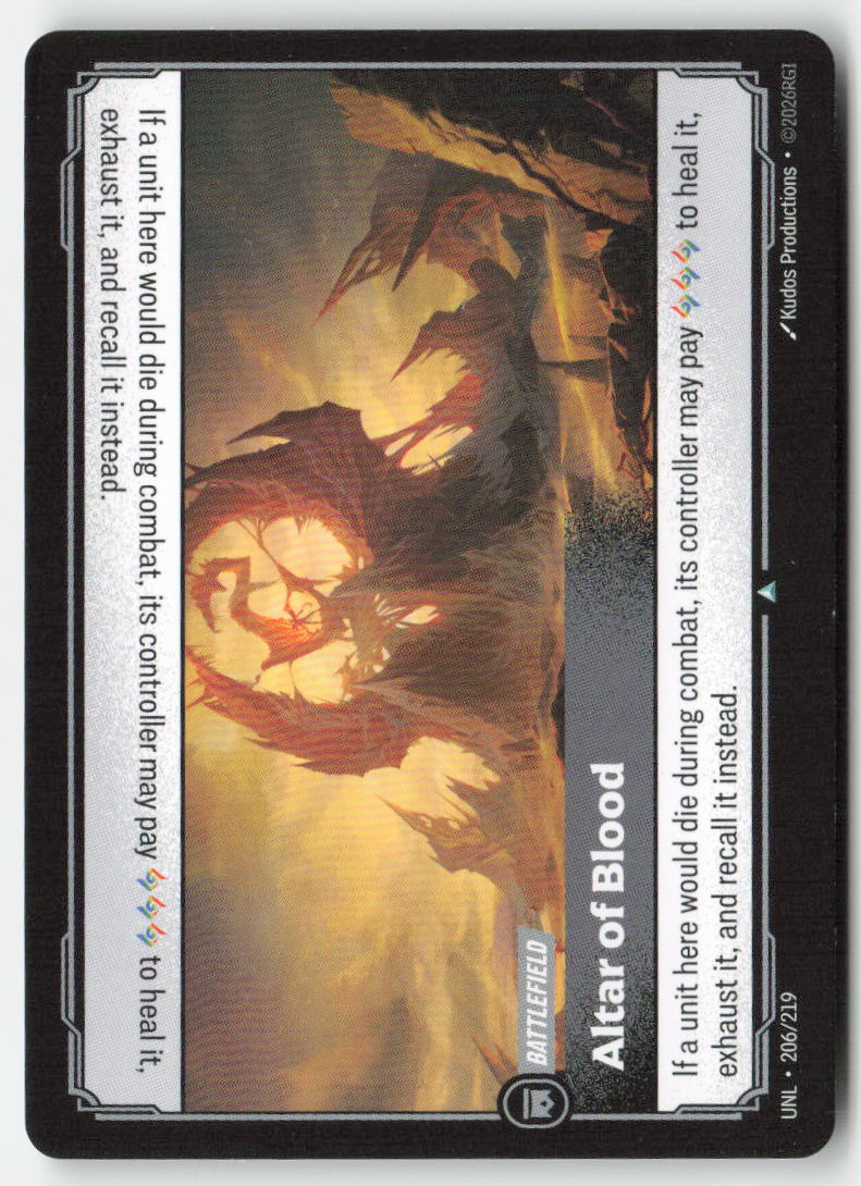 Altar of Blood #206/219 - Unleashed - Riftbound - Uncommon - Lightly Played, Front