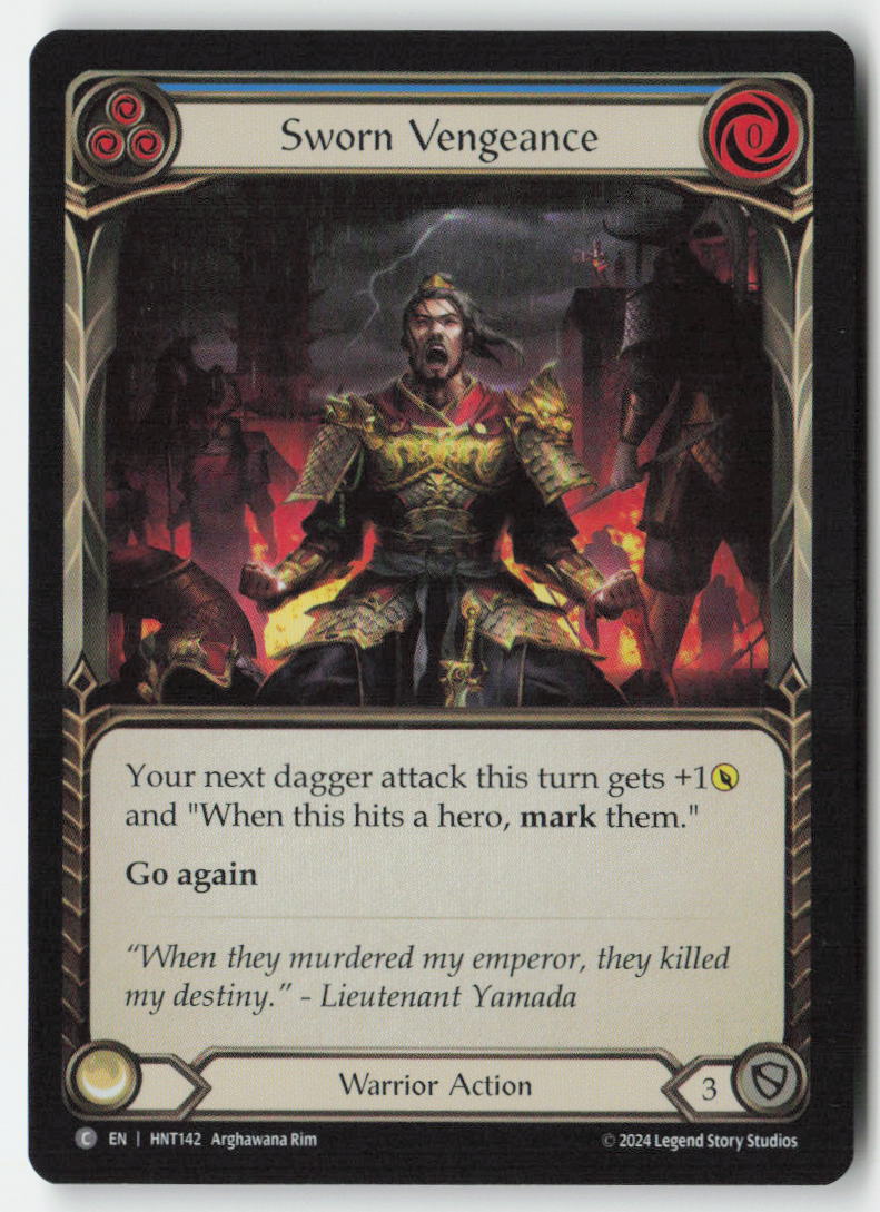 Sworn Vengeance (Blue) #HNT142 - The Hunted - Flesh and Blood - Common - Near Mint, Front