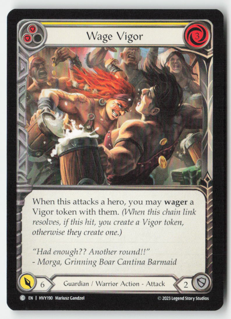 Wage Vigor (Yellow) #HVY190 - Heavy Hitters - Flesh and Blood - Common - Near Mint, Front