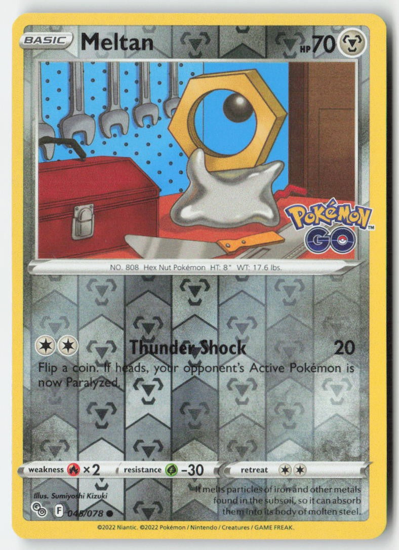 Meltan 045/78 Reverse Holo Pokémon GO Moderately Played, Front