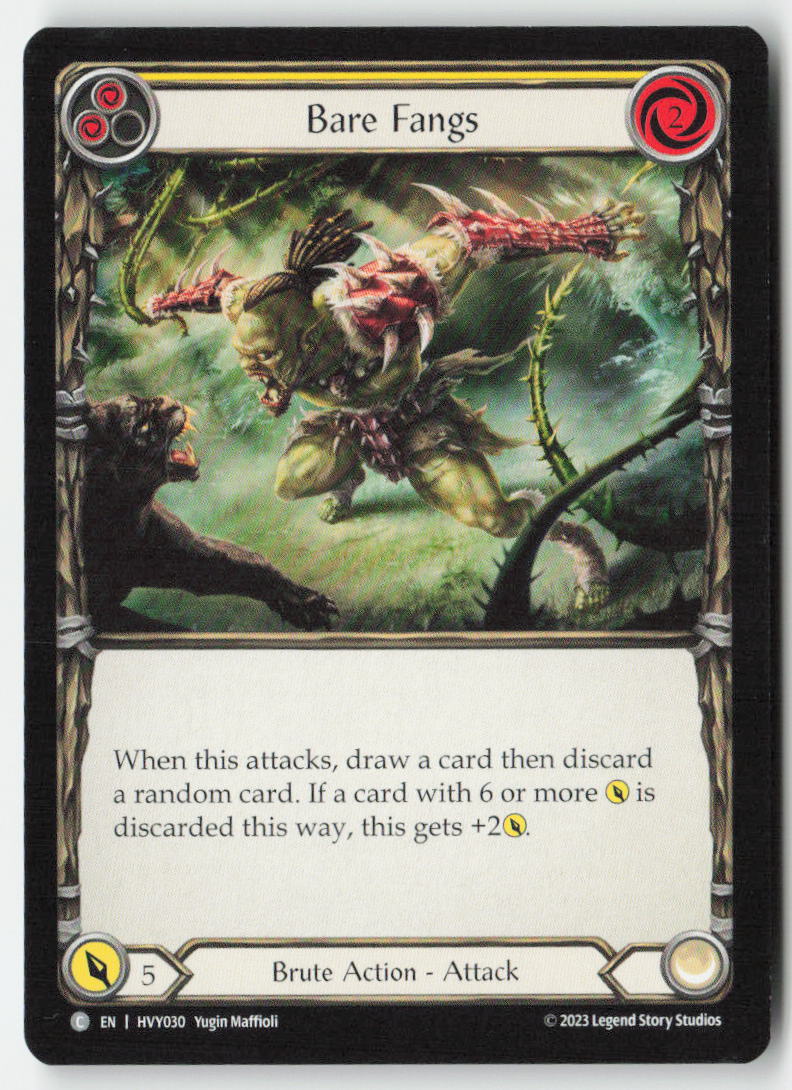 Bare Fangs (Yellow) #HVY030 - Heavy Hitters - Flesh and Blood - Common - Near Mint