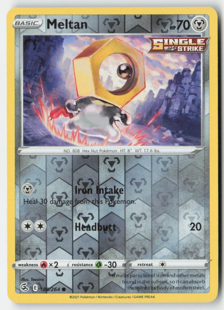 Meltan 188/264 Reverse Holo Fusion Strike Moderately Played
