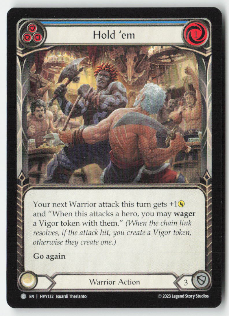 Hold 'em (Blue) #HVY132 - Heavy Hitters - Flesh and Blood - Common - Near Mint, Front