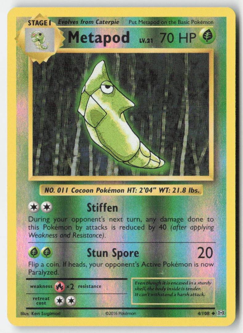 Metapod 4/108 Reverse Holo Evolutions Moderately Played