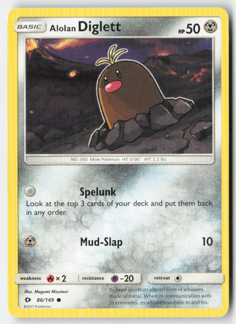 Alolan Diglett 86/149 Regular Sun & Moon Moderately Played