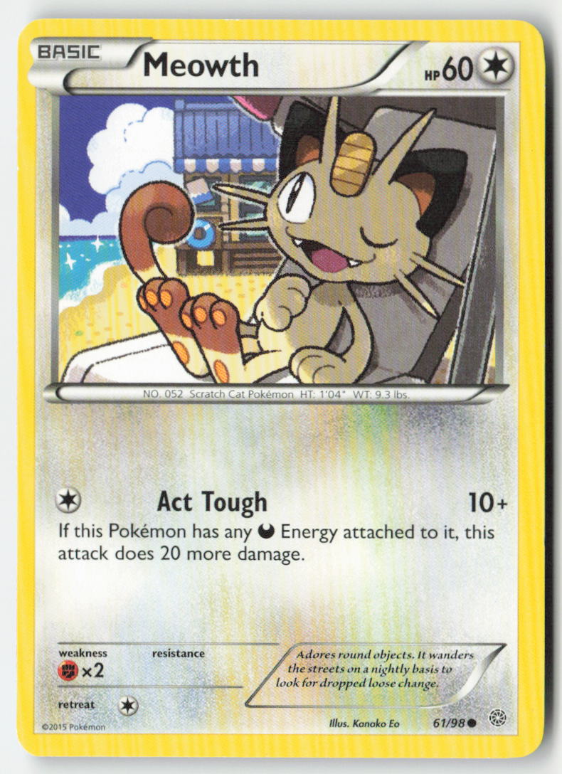 Meowth 61/98 Regular Ancient Origins Moderately Played