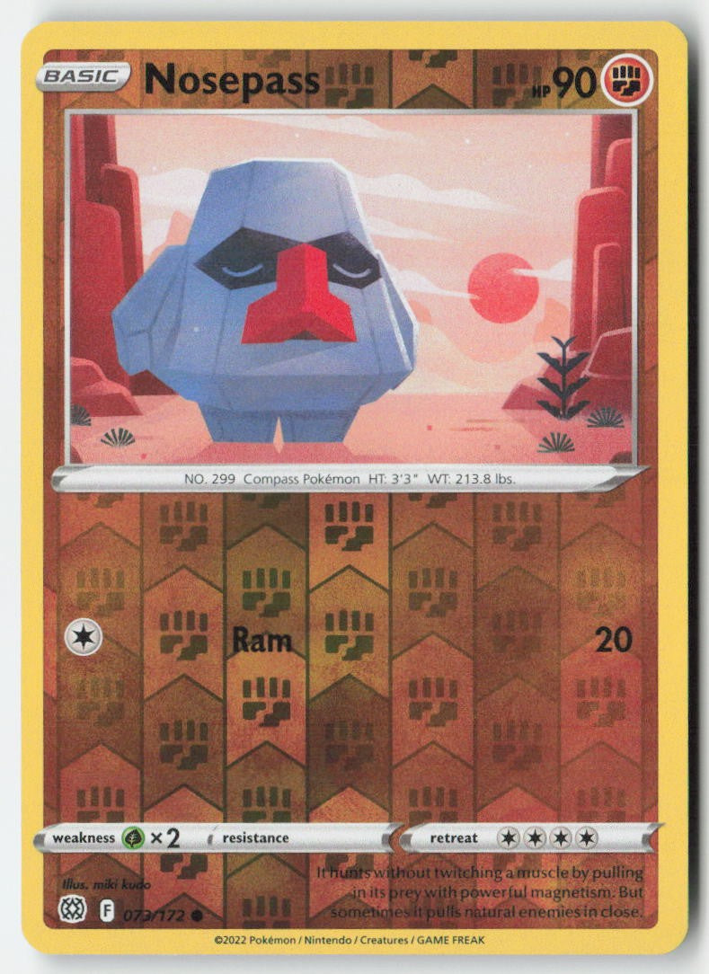 Nosepass 073/172 Reverse Holo Brilliant Stars Moderately Played