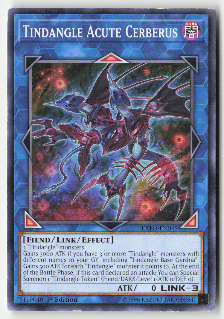Tindangle Acute Cerberus EXFO-EN045 1st Edition Common Moderately Played, Front