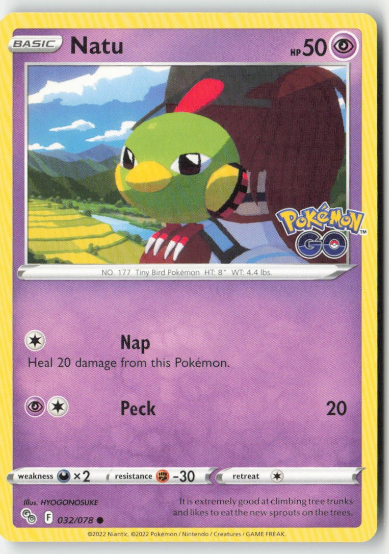Natu 032/78 Regular Pokémon GO Moderately Played, Front