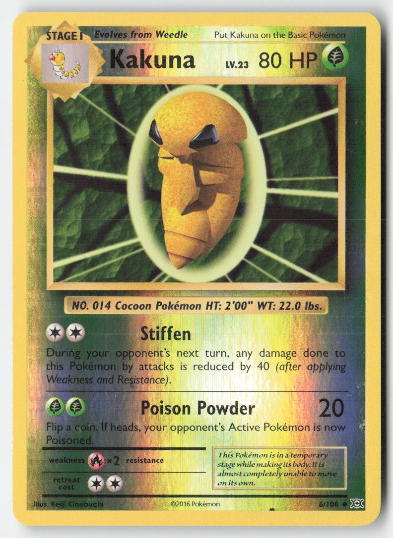 Kakuna 6/108 Reverse Holo Evolutions Moderately Played